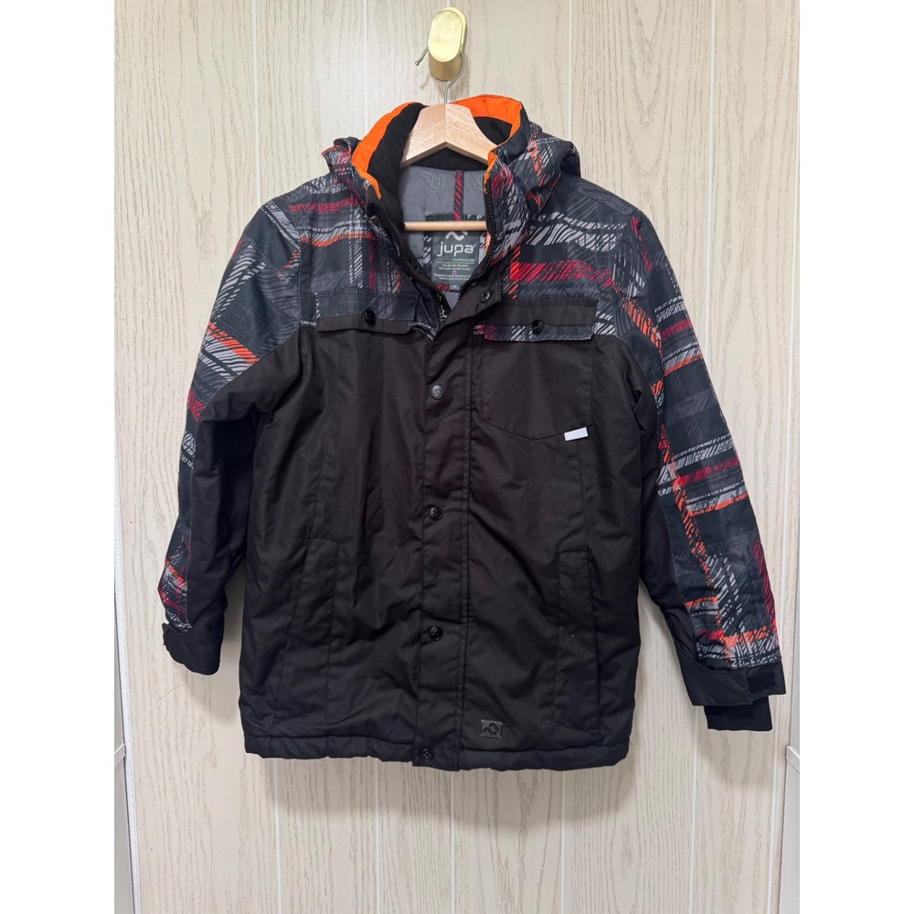 Jupa Kids Ski Jacket Black Red Plaid Insulated Snowboard Coat Size 10 Dridux